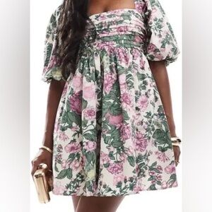 Abercrombie & Fitch Emerson Pink and Green Floral Mini Dress